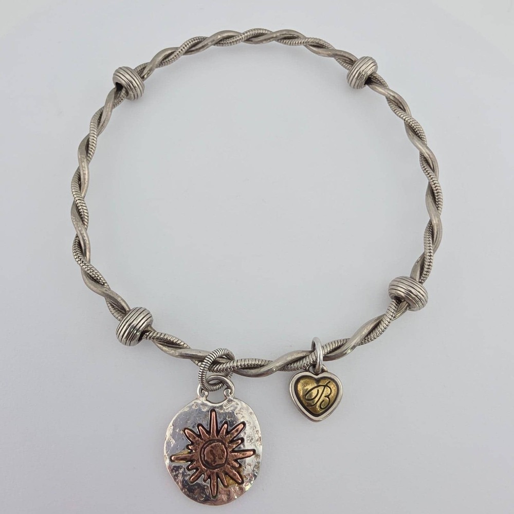 BRIGHTON 'Art & Soul' Bracelet Live Your Dreams Sun Charm Silver/Gold Plate 8"